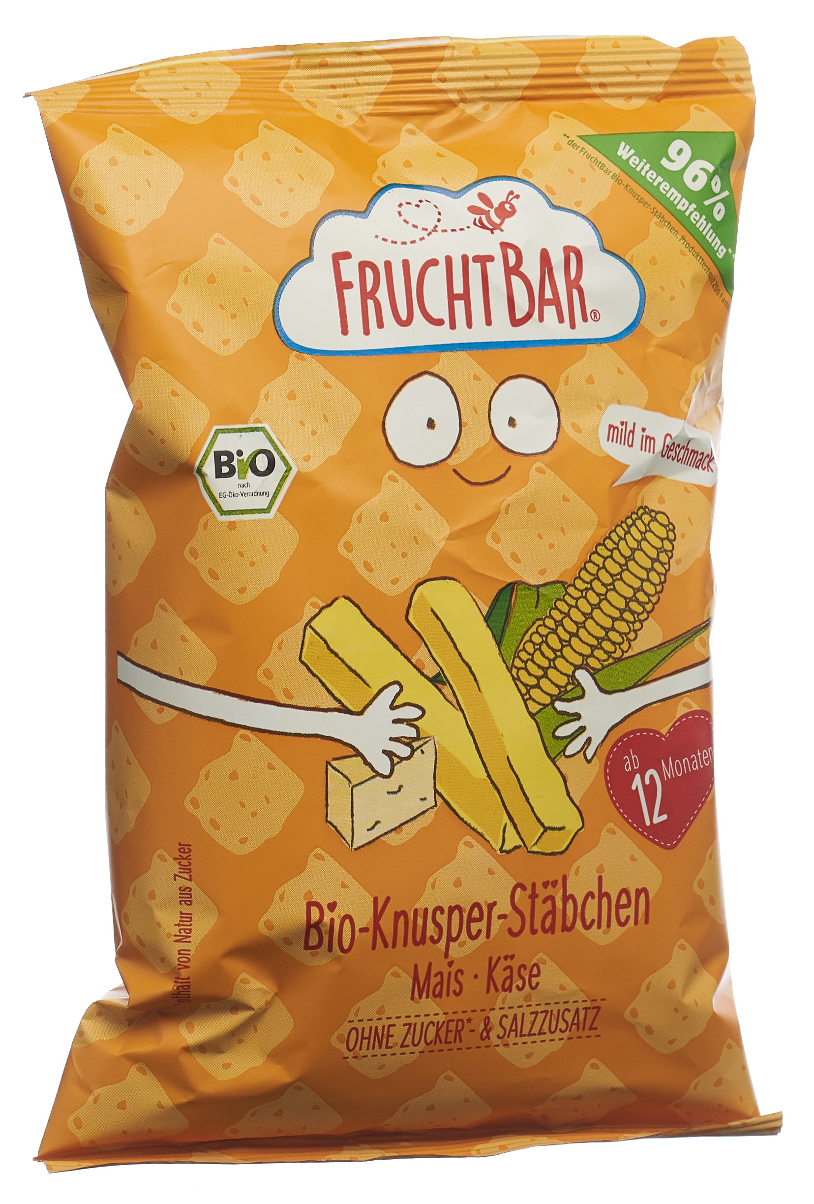 FRUCHTBAR Knusper Stäbchen Bio Mais Käse
