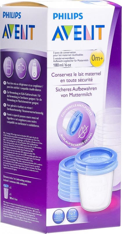 Philips Avent VIA Muttermilch Aufbewahrungsbecher 180ml (5 Stk)