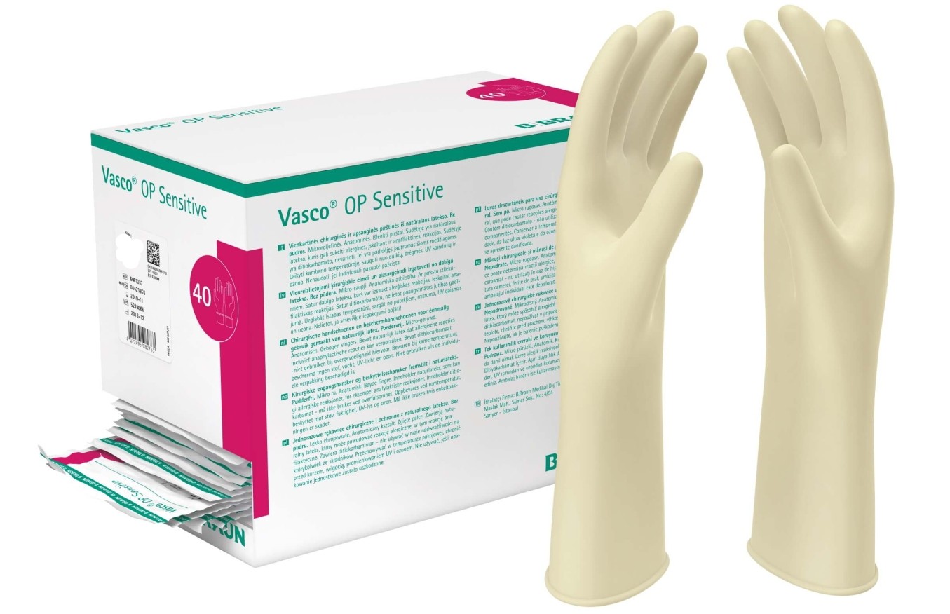 Vasco OP Sensitive Handschuh Latex Größe 9 (40 Paar)