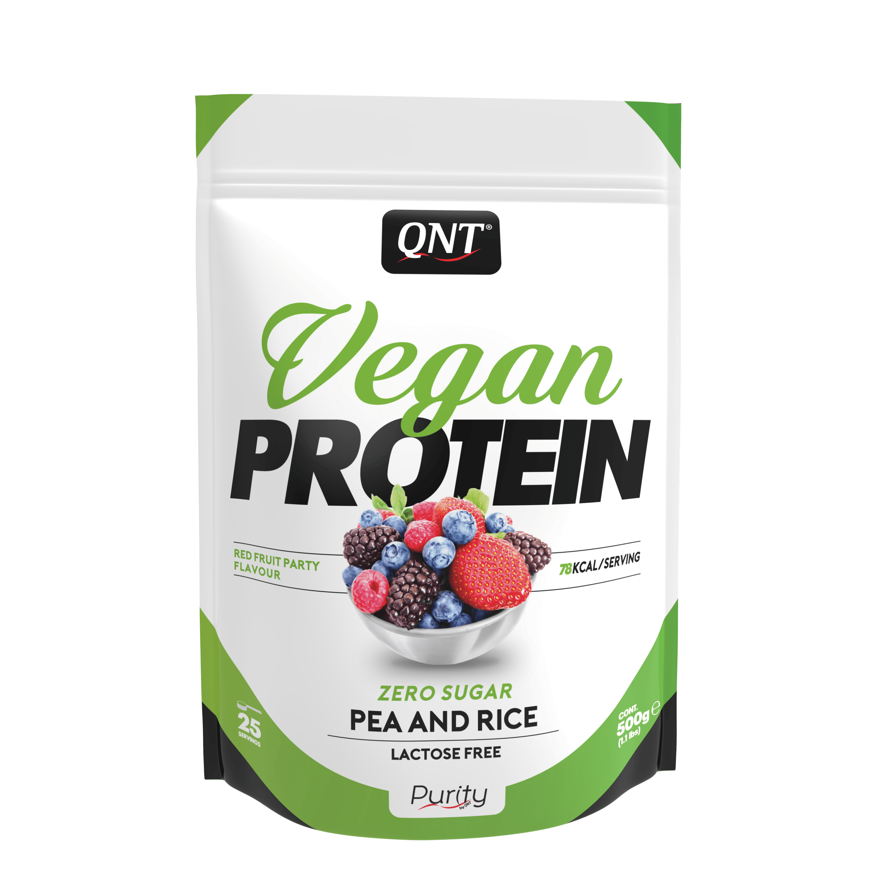 QNT Vegan Protein Zero Sugar-Lactose Free Red Fruit (500g)