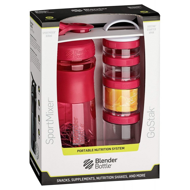 BlenderBottle ComboPak Sportmixer & GoStak 4Pak Starter pink (820ml)