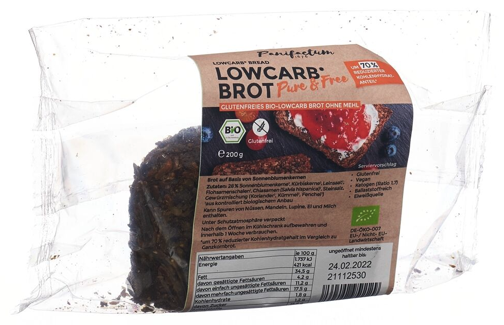 Panifactum Lowcarb Brot Pure & Free glutenfrei (200g)