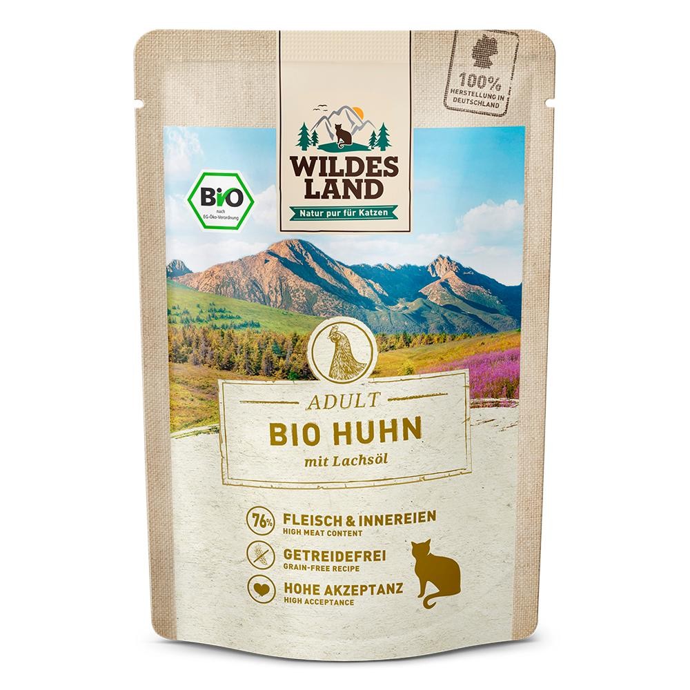 WILDES LAND Adult Bio Huhn mit Lachsöl (12x85g)