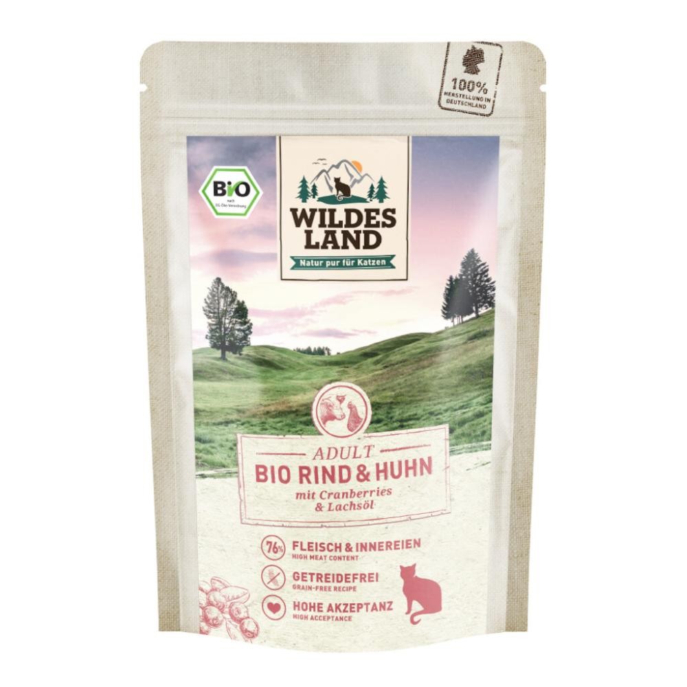 WILDES LAND Adult Bio Rind&Huhn mit Cranberries&Lachsöl (12x85g)