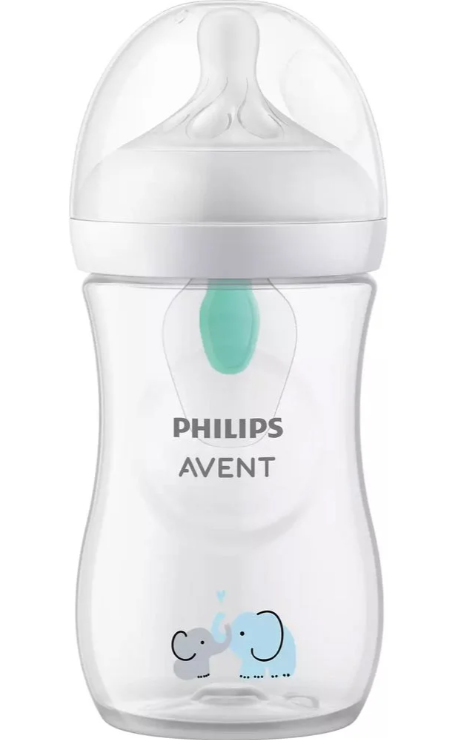 Philips Avent Natural Response Babyflasche mit Airfree Ventil, 260ml, 1M+ Elefanten (1 Stk)