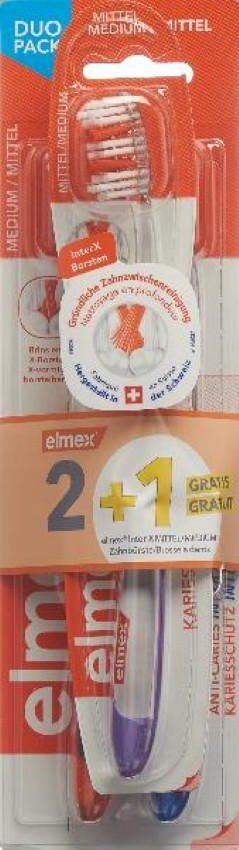 Elmex Kariesschutz InterX Mittel Zahnbürste (2+1 Stk)