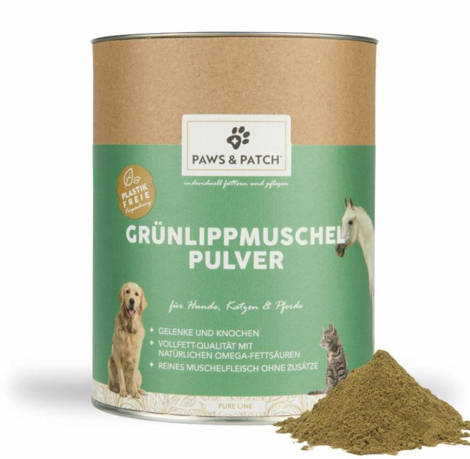 Paws and Patch Grünlippmuschel Pulver Hunde/Katzen/Pferde (500g)