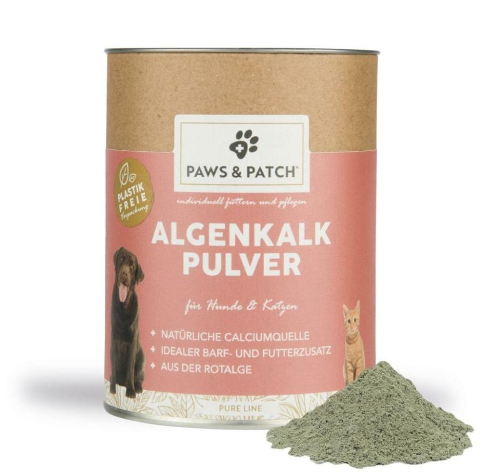 Paws and Patch Algenkalk Pulver Hunde/Katzen (250g)