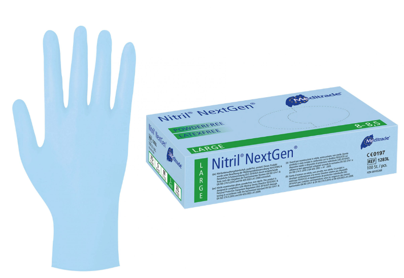 Meditrade NextGen Nitrilhandschuhe, Größe L, blau (100 Stk)