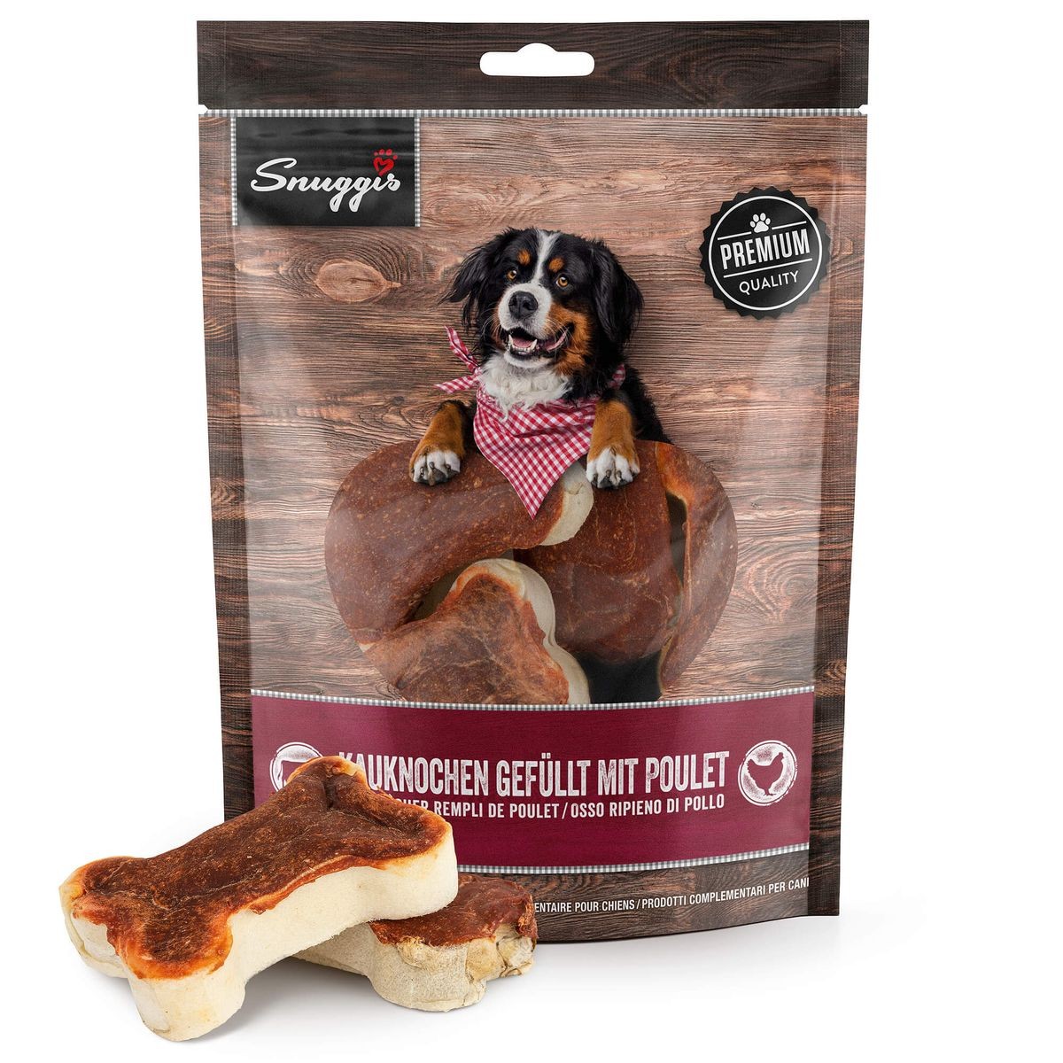 Snuggis Kauknochen gefüllt mit Poulet für Hunde (300g)