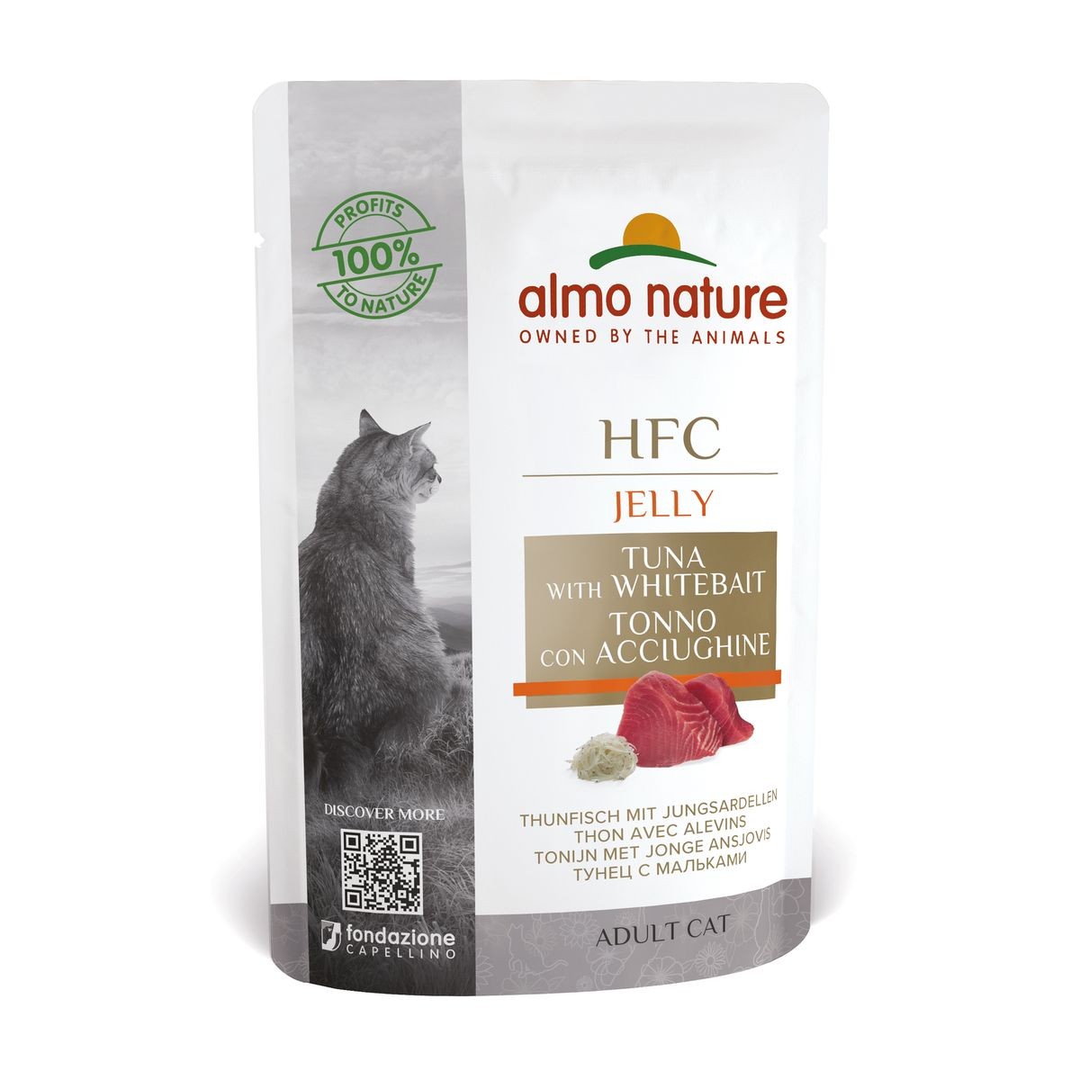 Almo Nature HFC Jelly Thunfisch mit Jungsardellen, Nassfutter für Katzen (55g)