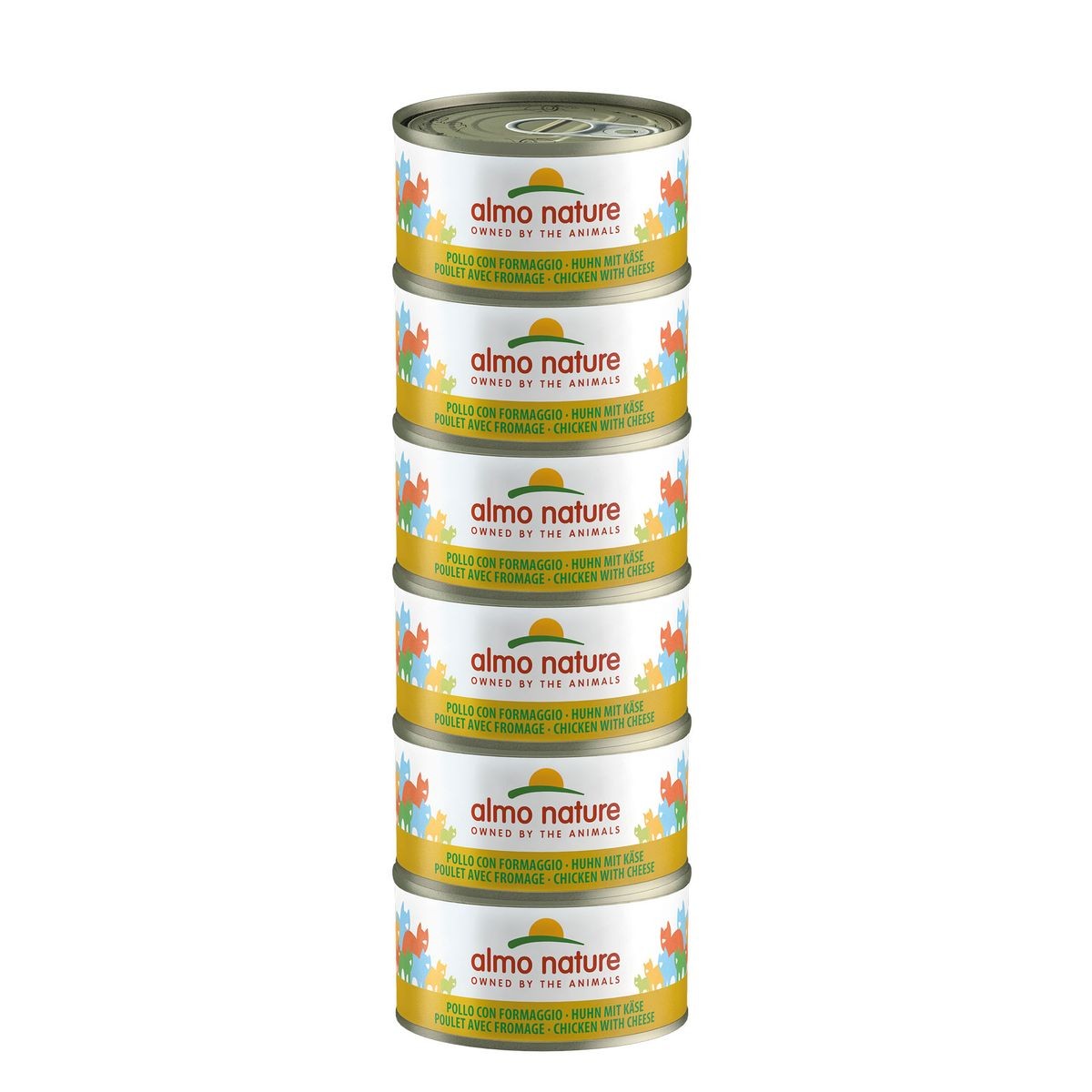 Almo Nature Multipack mit Huhn und Käse Nassfutter für Katzen (6x70g)