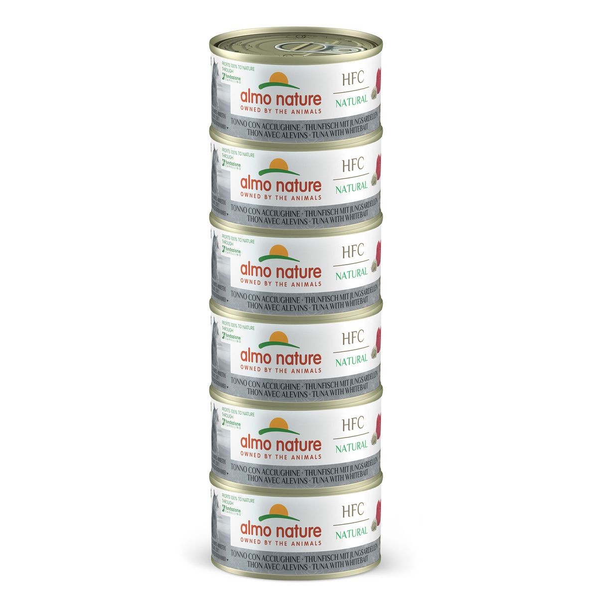 Almo Nature HFC Natural Megapack Nassfutter mit Thunfisch und Jungsardellen für Katzen (6x70g)
