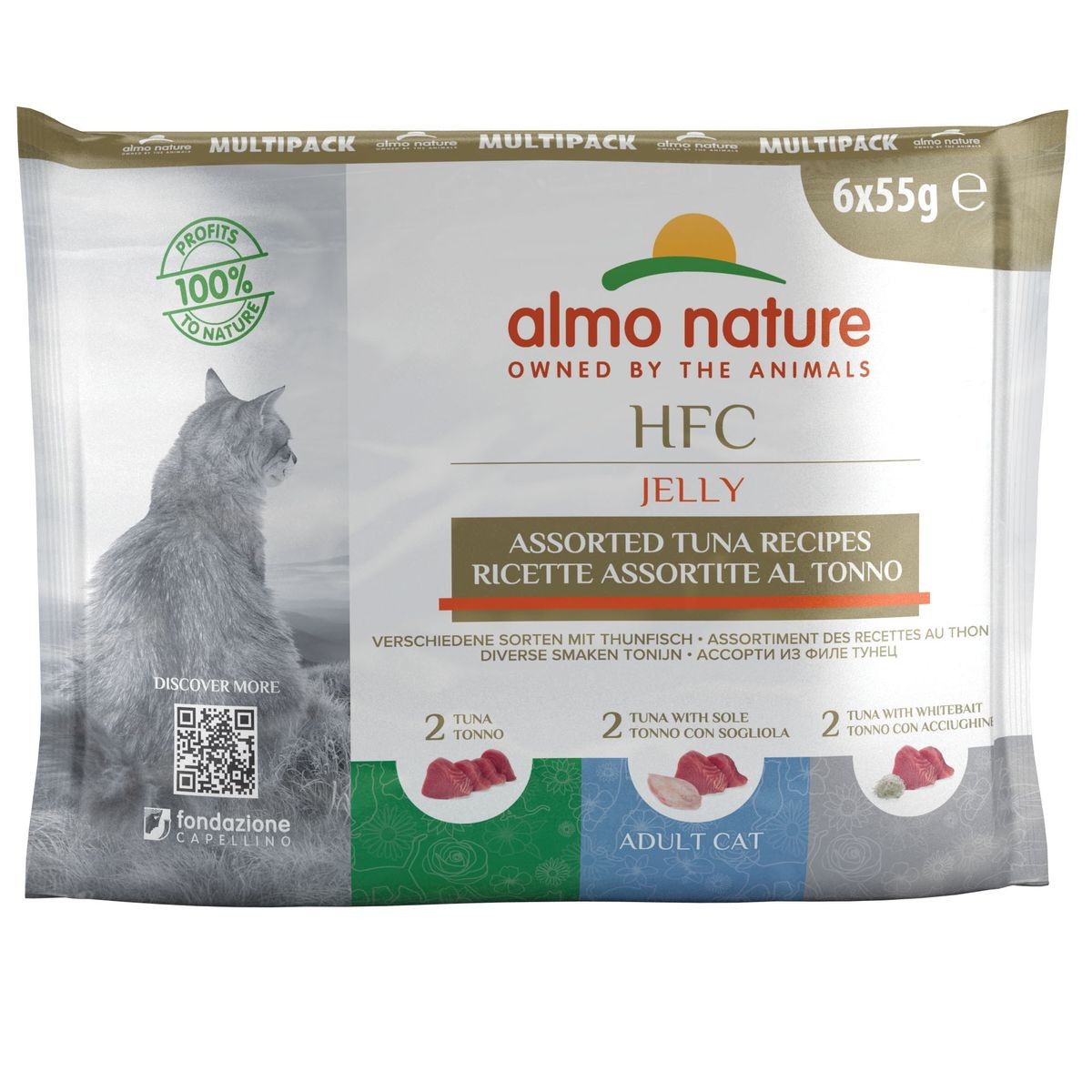 Almo Nature HFC Jelly Multipack mit Thunfisch, Nassfutter für Katzen (6x55g)