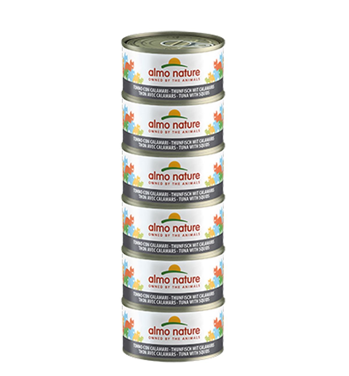 Almo Nature Multipack mit Thunfisch und Calamaris, Nassfutter für Katzen (6x70g)