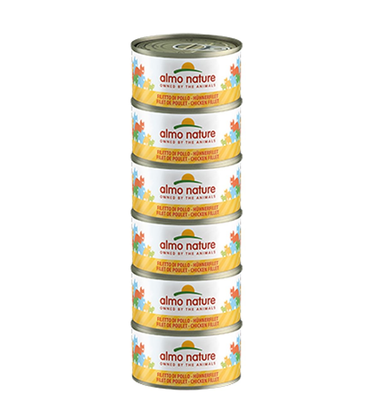 Almo Nature Multipack mit Hühnerfilet, Nassfutter für Katzen (6x70g)