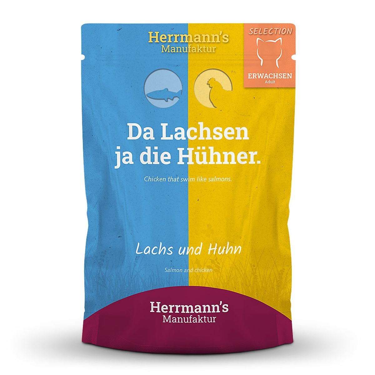 Herrmann's Selection Adult Lachs und Huhn, Nassfutter für Katzen (100g)