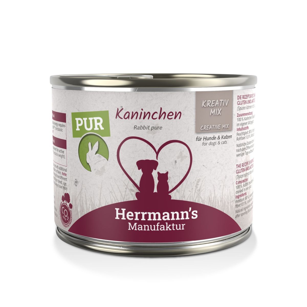 Herrmann's Kaninchen Reinfleisch, Nassfutter für Hunde und Katzen (200g)