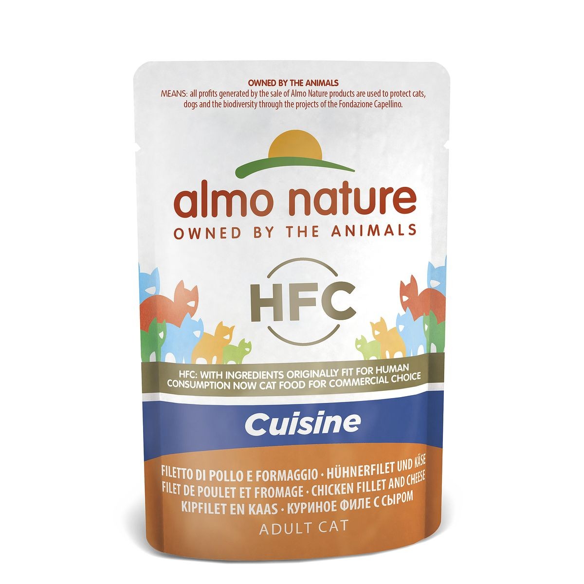 Almo Nature HFC Cuisine Jelly Hühnerfilet mit Käse, Nassfutter für Katzen (55g)
