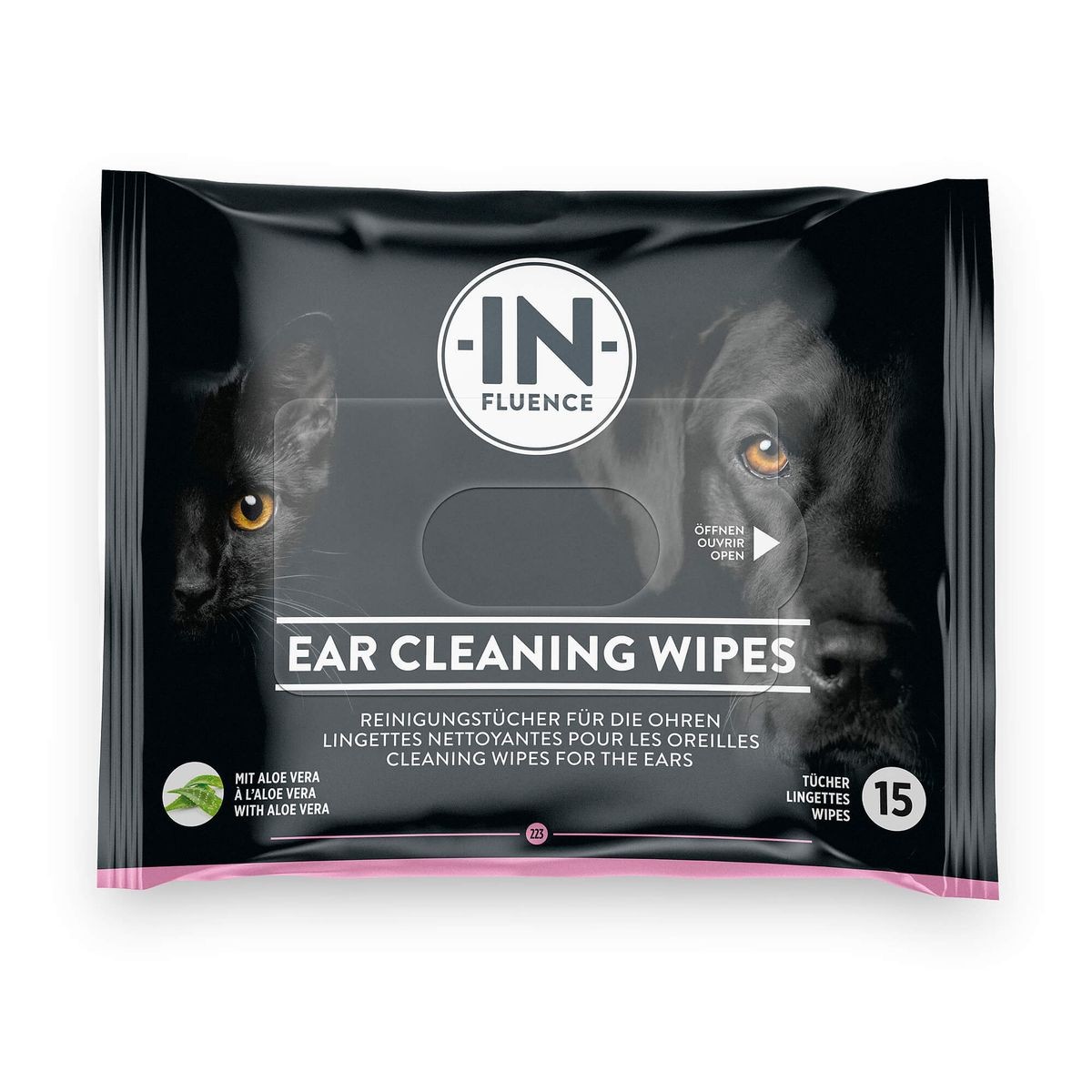 IN-FLUENCE Ear Cleaning Wipes mit Aloe Vera für Hunde und Katzen (1x15 Stk)