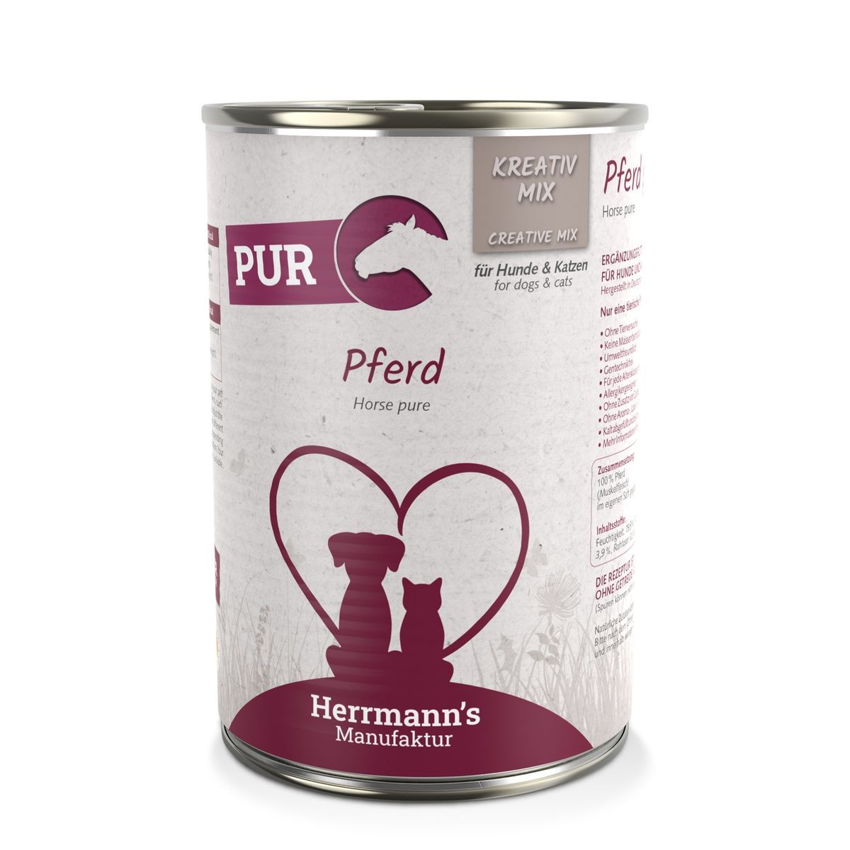 Herrmann's Pferd Reinfleisch, Nassfutter für Hunde und Katzen (400g)