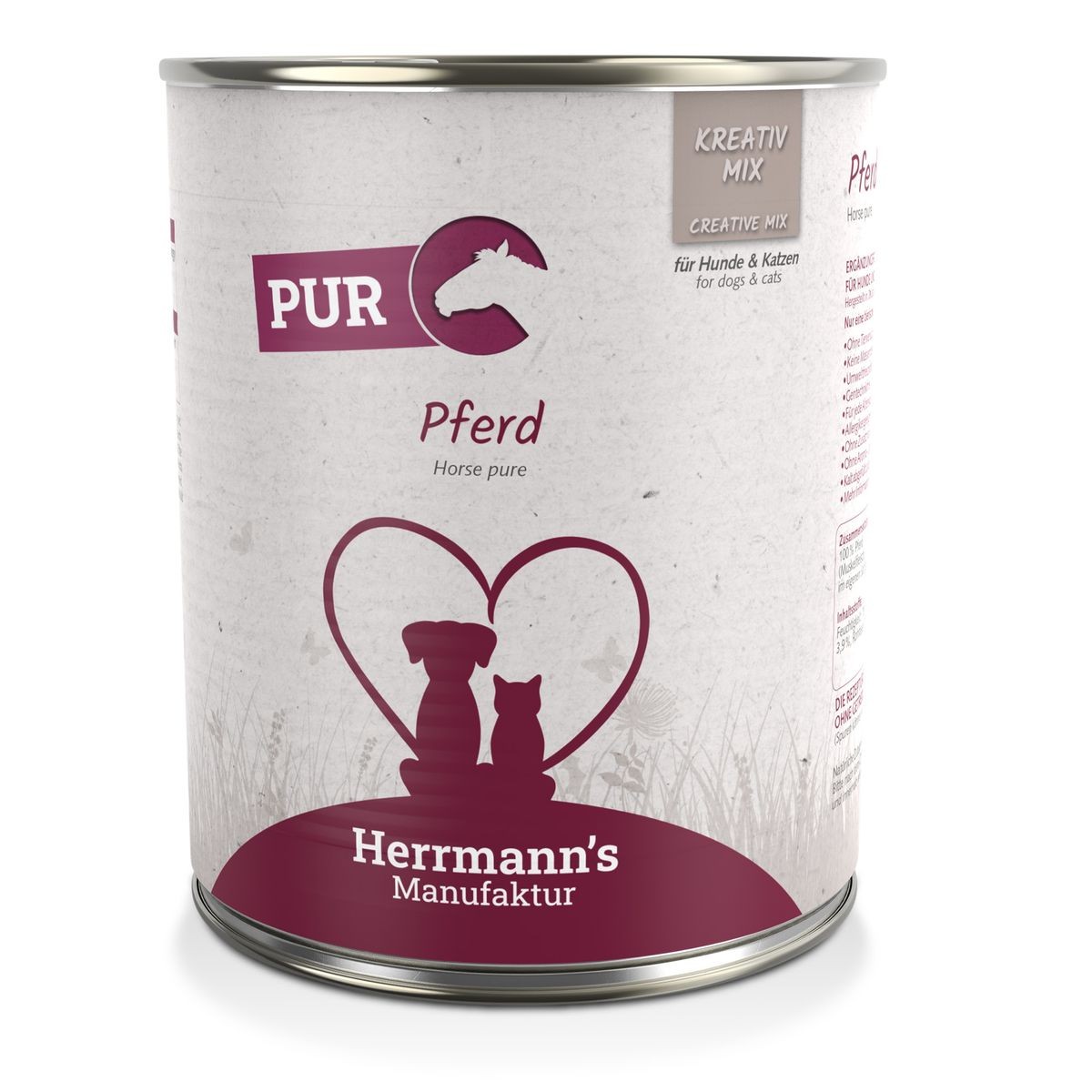 Herrmann's Pferd Reinfleisch, Nassfutter für Hunde und Katzen (800g)