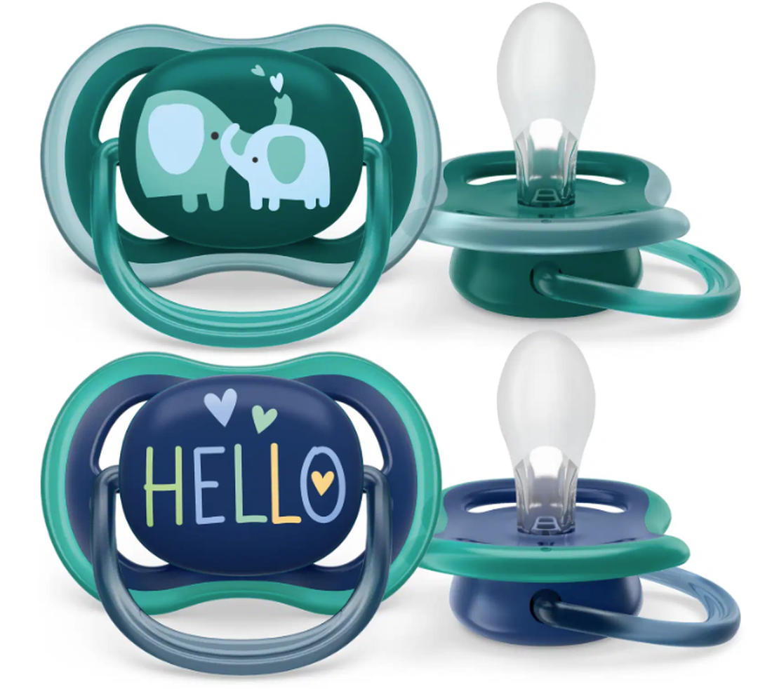 Philips Avent Schnuller ultra air, Elefant/Hello, ab 18 Monate (2 Stk)