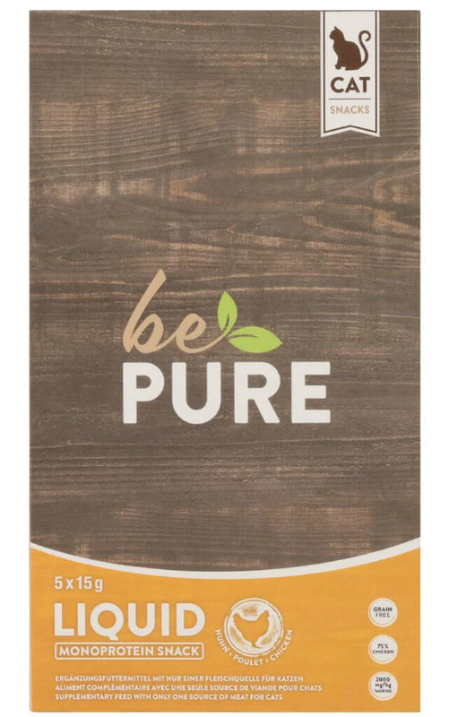 bePure Liquid Chicken Snack für Katzen (5x15g)