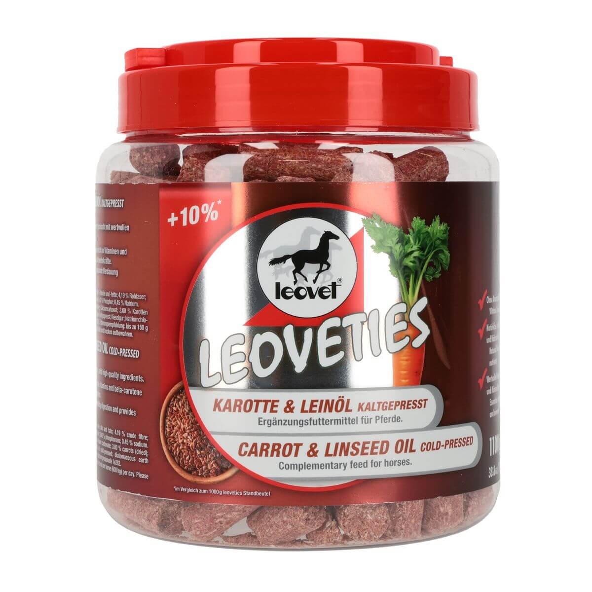 Leovet Leoveties Karotte und Leinöl, Snack für Pferde (1.1kg)