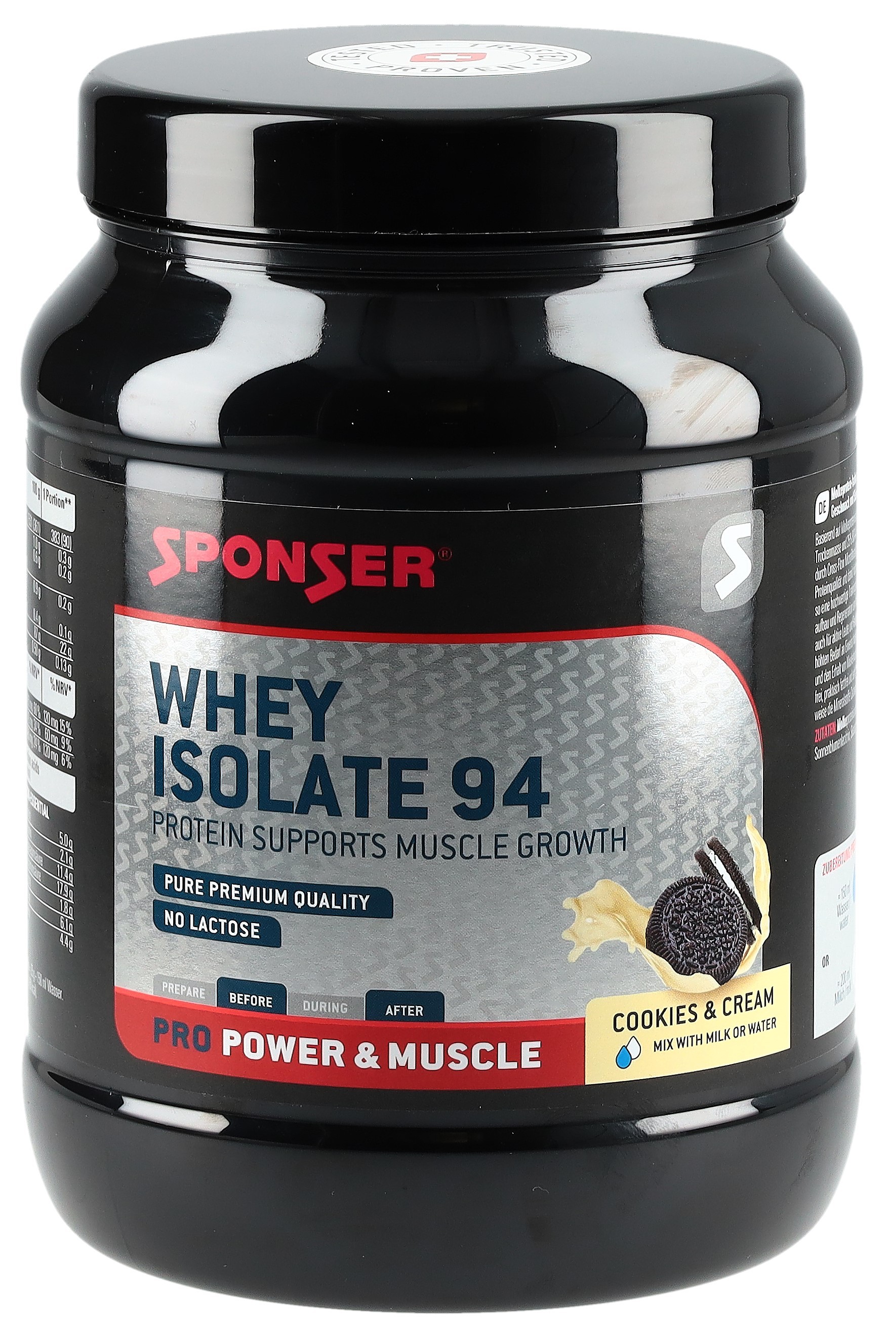 Sponser Whey Isolate 94 Proteinpulver, Cookies & Cream (425g)