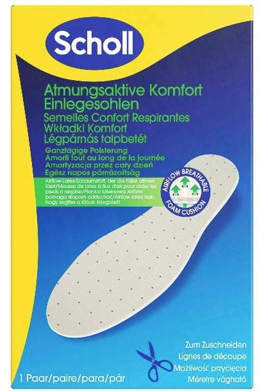 Scholl Air Cushion Einlegesohlen Atmungsaktiv im praktischen Falt-Format (1 Paar)