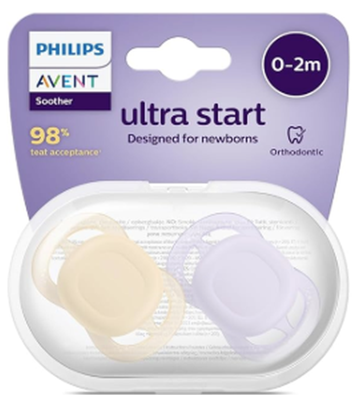 Philips Avent Nuggi Ultra Start, 0-2 Monate, lila/orange (2 Stk)