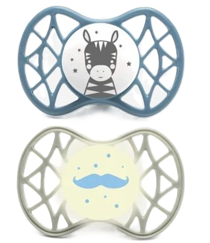 nuvita AIR.55 orthodontischer Nuggi, Zebra und Bart, ab 6 Monate (2 Stk)