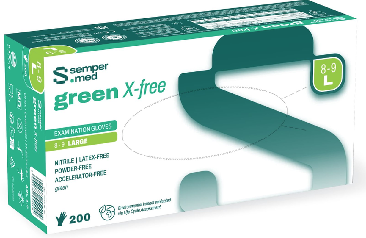 sempermed green X-free Nitril-Untersuchungshandschuh, Grösse L, Breite 110mm (200 Stk)