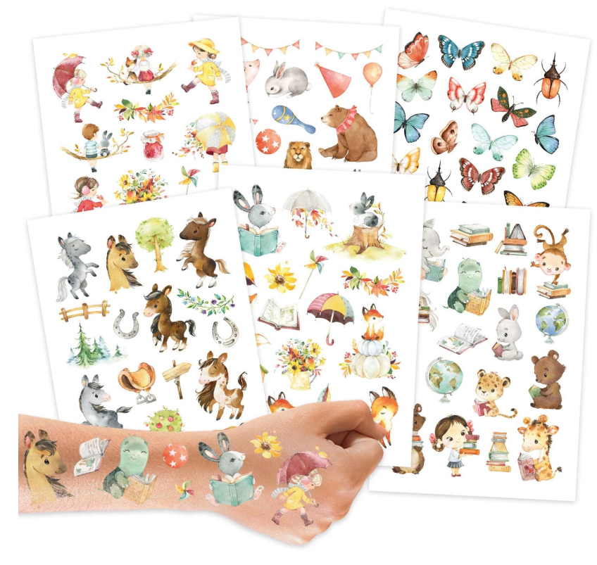 Papierdrachen Kindertattoo-Bögen Pferde und Lesefreunde (6 Stk)