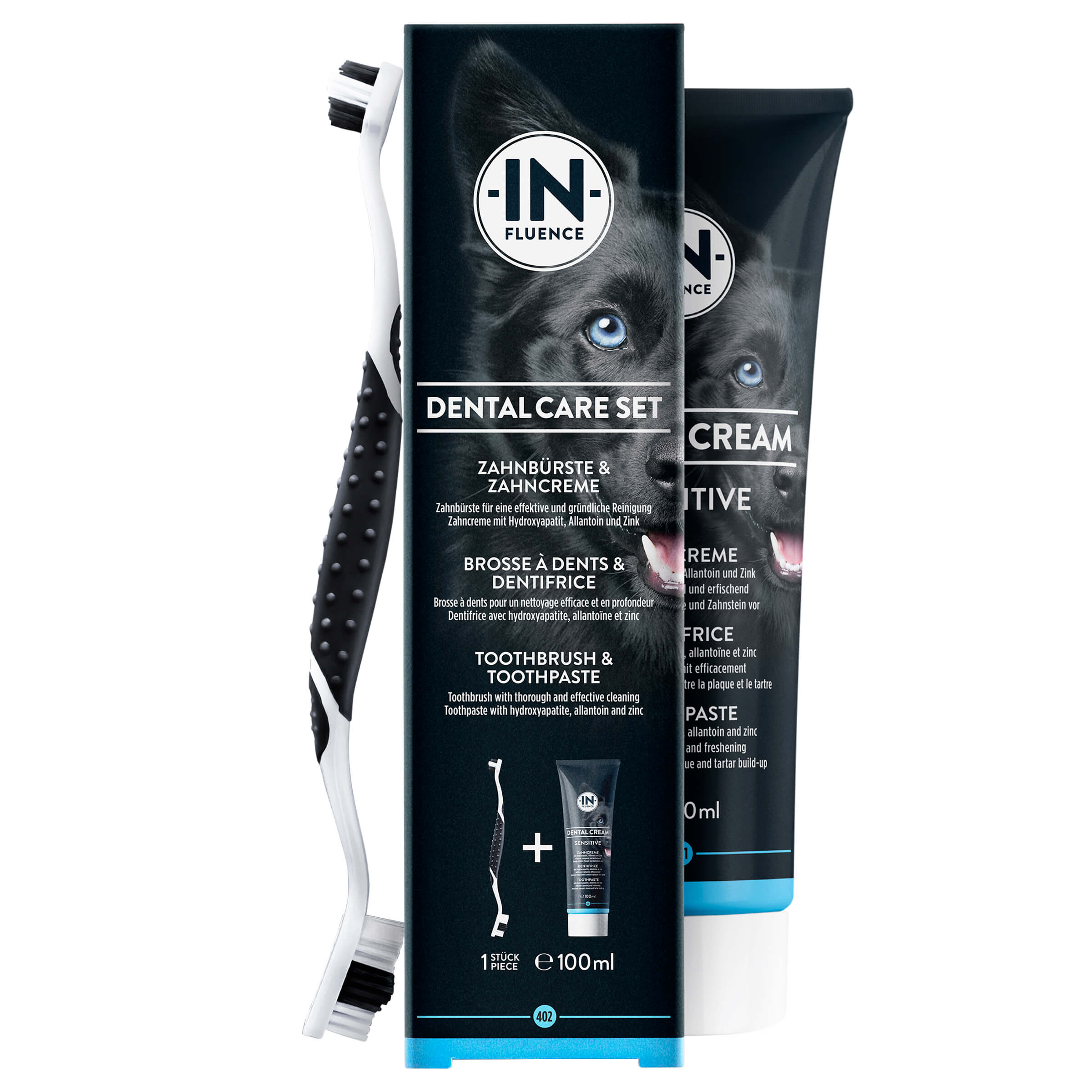 In-Fluence Zahncreme & Zahnbürste Set für Hunde