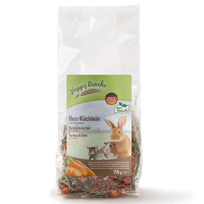 Happy Rancho Nagersnack Heu-Küchlein Karotten 75g