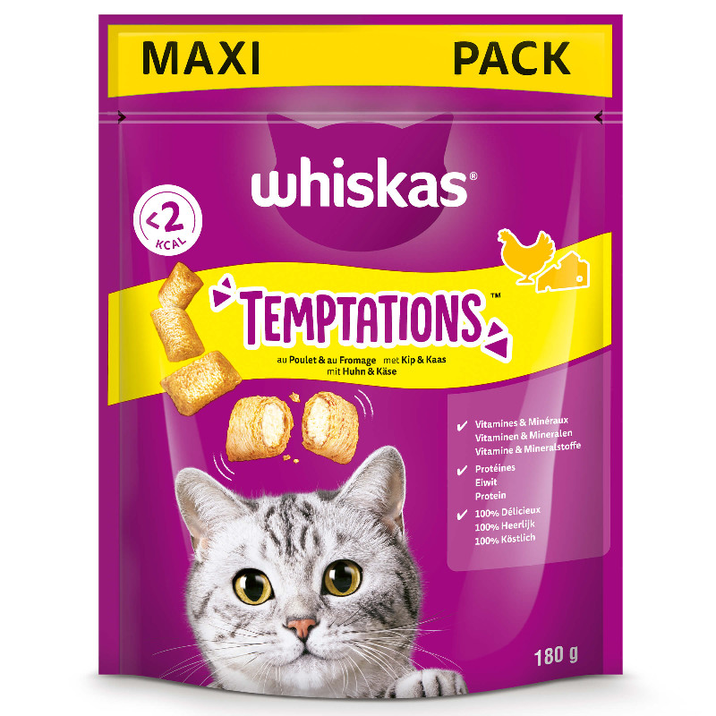 Whiskas Temptations mit Huhn & Käse 180g