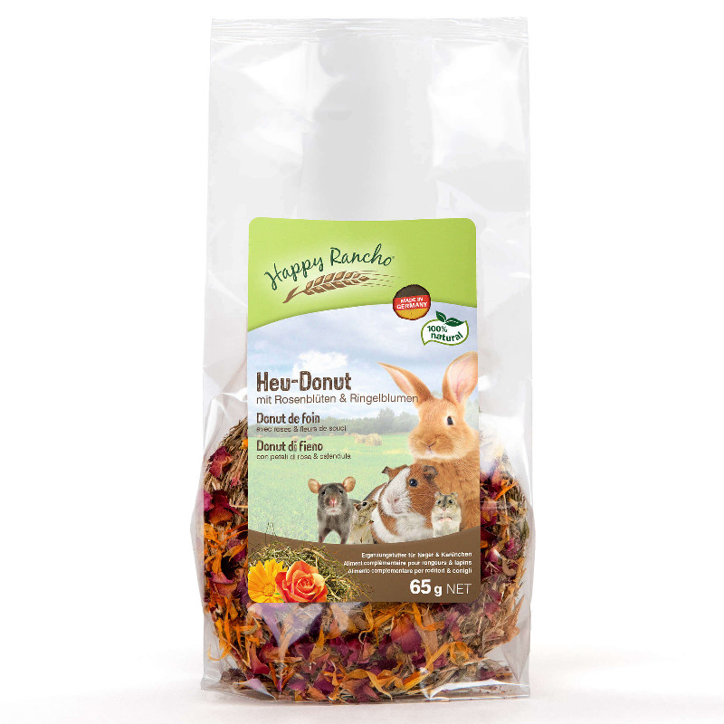 Happy Rancho Nagersnack Donut mit Rosenblüten & Ringelblume