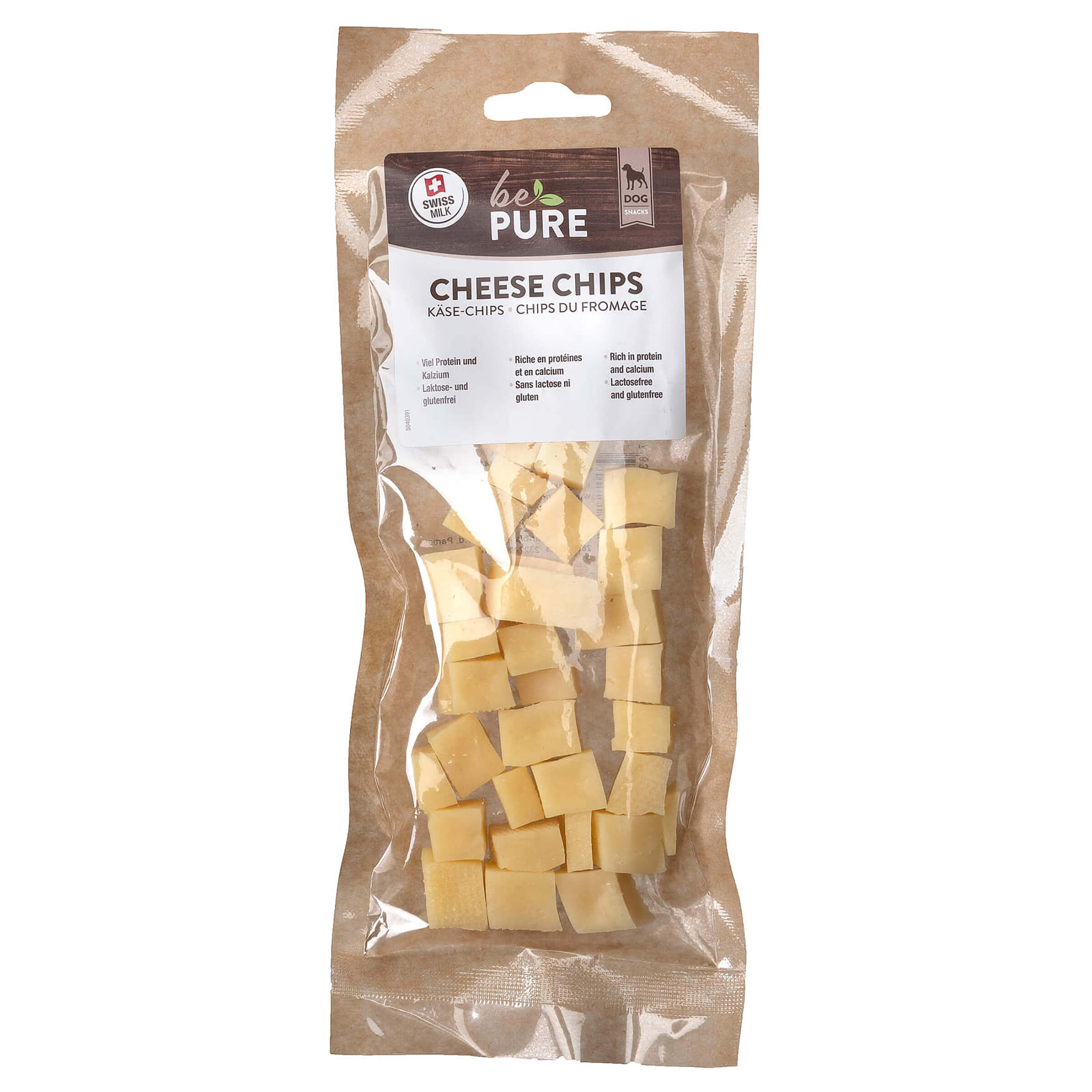 bePure Hundesnack Käse-Chips 80g