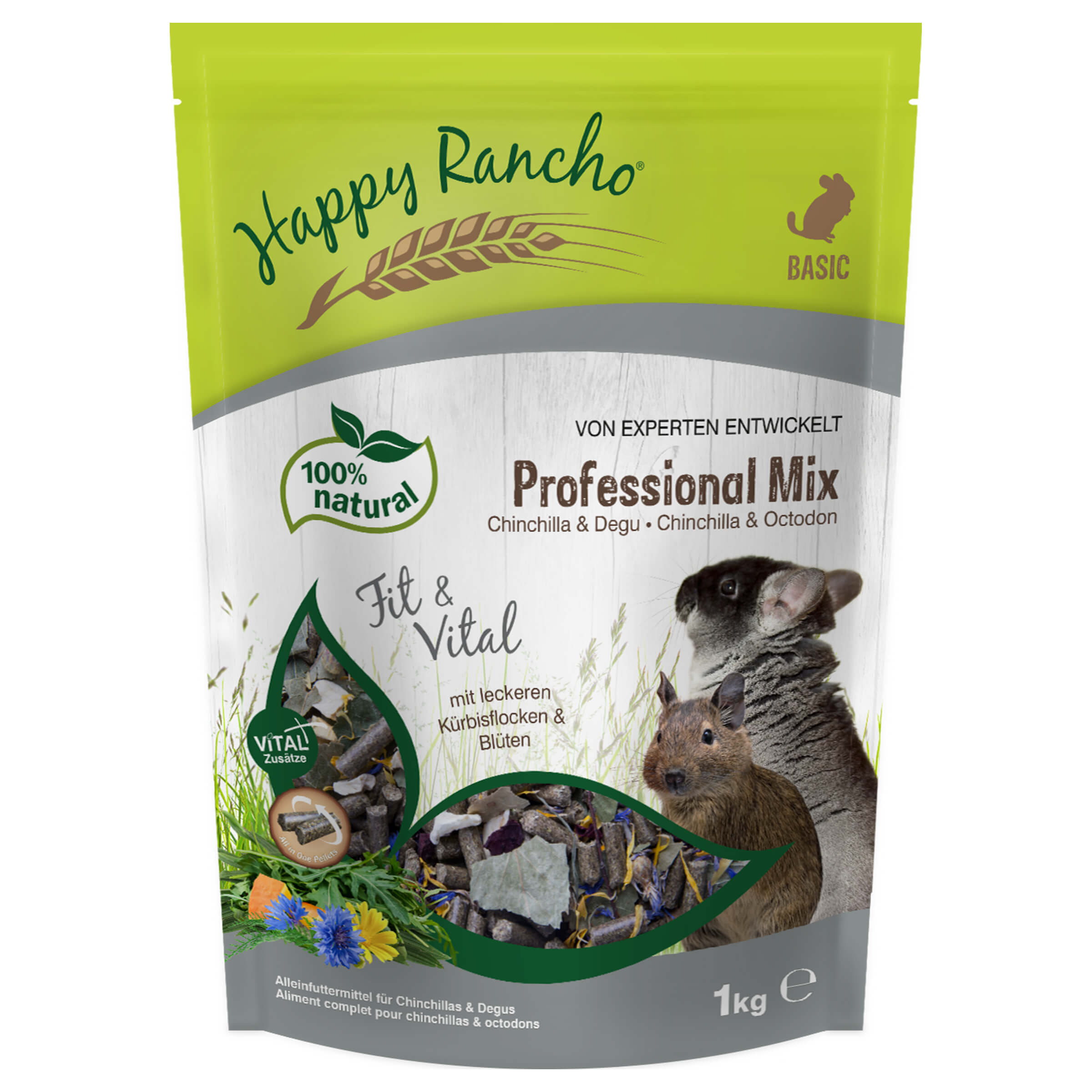 Happy Rancho Professional Mix Chinchilla & Degu Futter 1kg