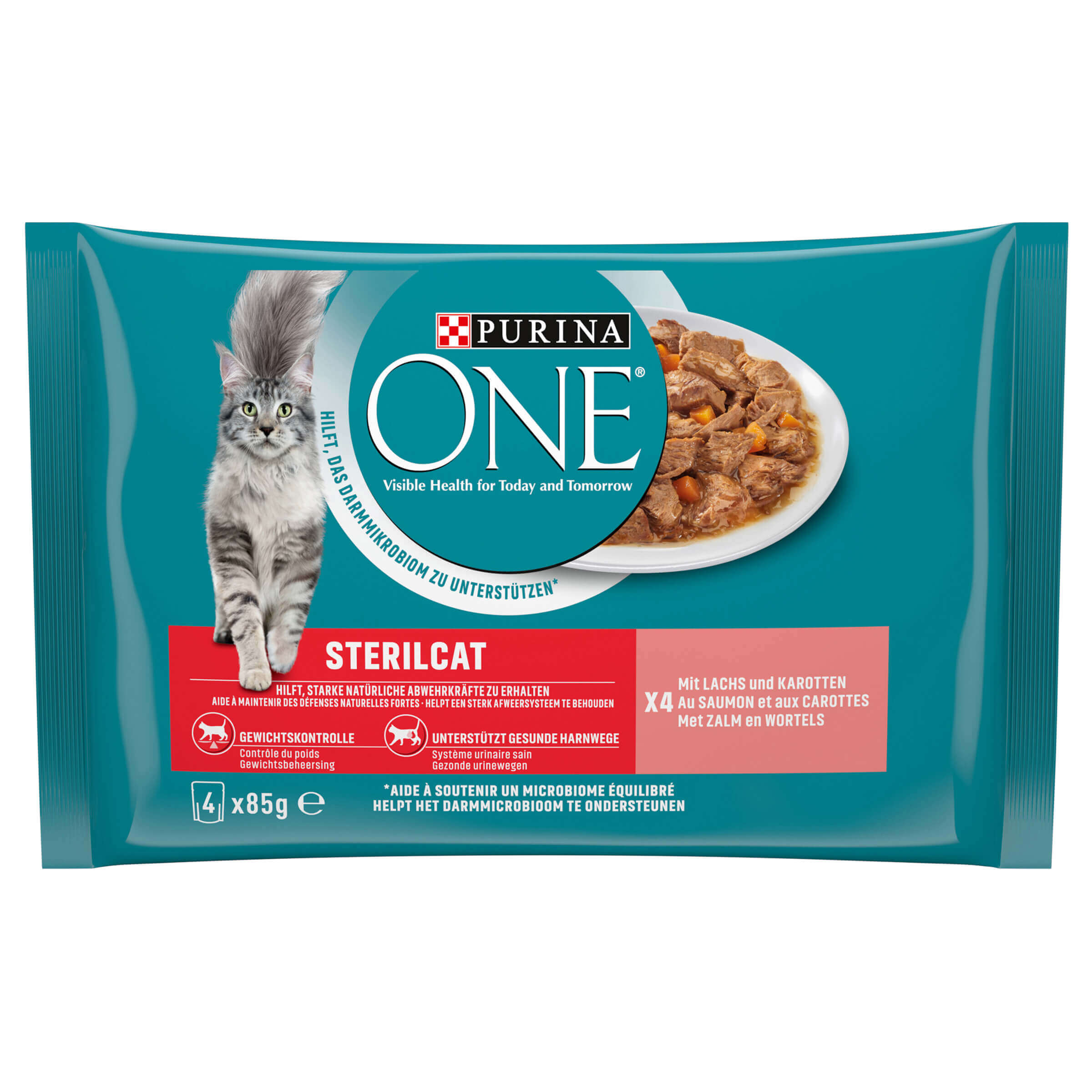 Purina One ONE Sterilcat Saumon en Sauce 4x85g