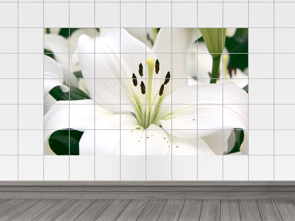Fliesenaufkleber Fliesensticker Nahaufnahme weißer Lilien Strauss
