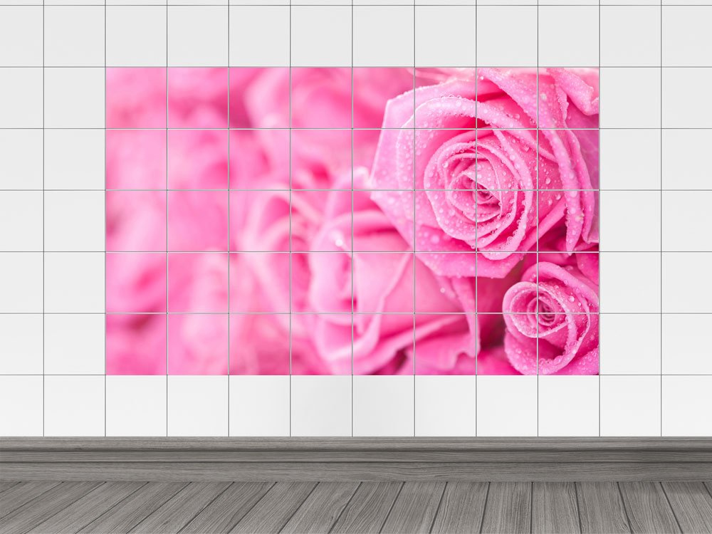 Fliesenaufkleber Fliesenbild Blumenstrauß mit rosa Rosen für Ihre Küche