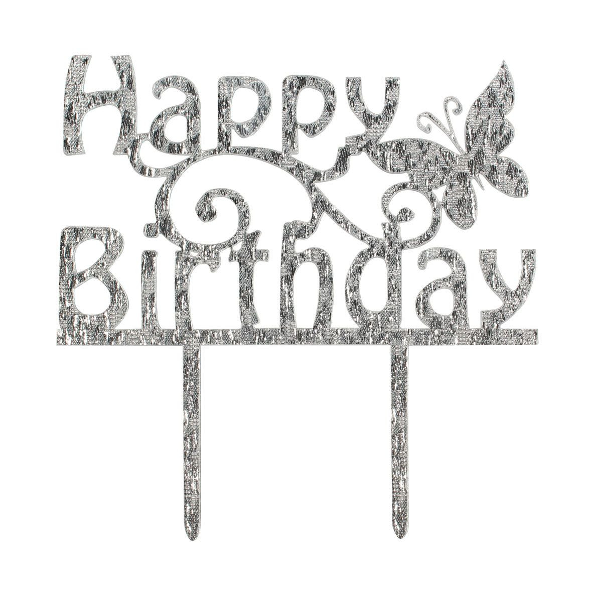 Cake Topper 'Happy Birthday' Glitzer