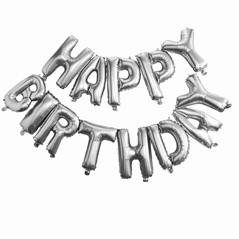 Ballon 'Happy Birthday' Schriftzug Silber