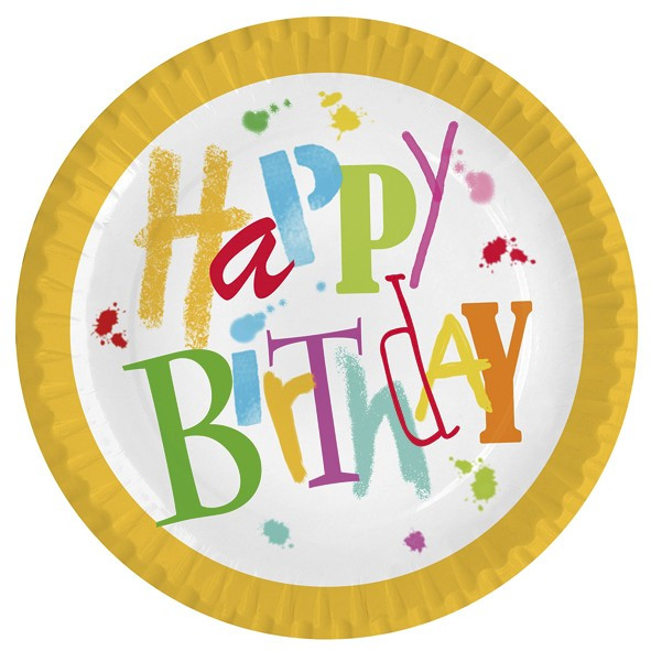 Pappteller Bunt Happy Birthday, 10 Stück