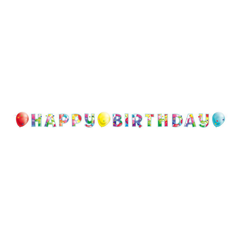 Girlande Happy Birthday Ballon, 174 x 13 cm