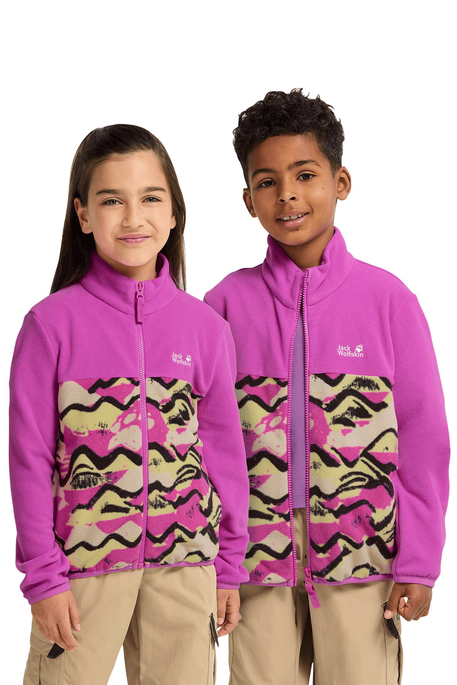 Jack Wolfskin Paw Era 100 Print Kinder Midlayer Rosa, , Größe: 128