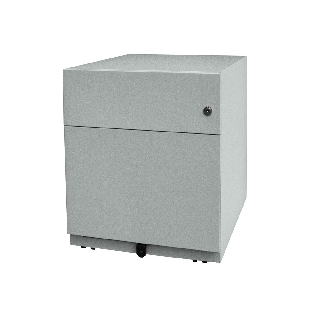 Rollcontainer Note™ mit Hängeregister und Schublade, HxBxT 495 x 420 x 565 mm, silber